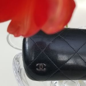 Chanel leather glass case